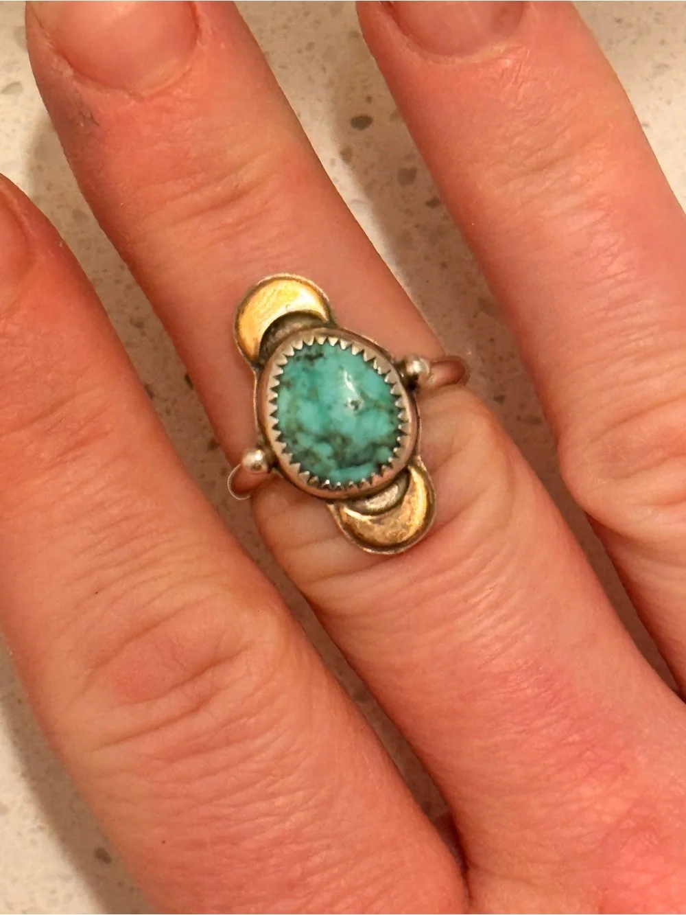 Vintage 925 Sterling Silver Turquoise Ring Signed Size 7